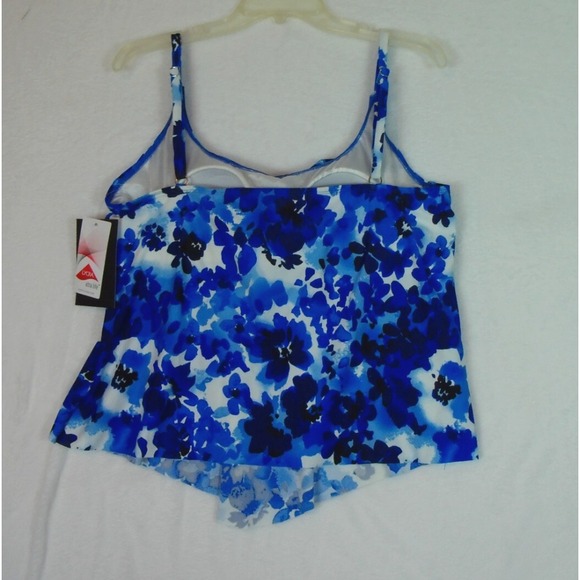 MAXINE of HOLLYWOOD‎ TAKINI SWIMSUIT TOP NAVY BLUE & AQUA FLORAL  Size 18 NWT - Picture 7 of 7